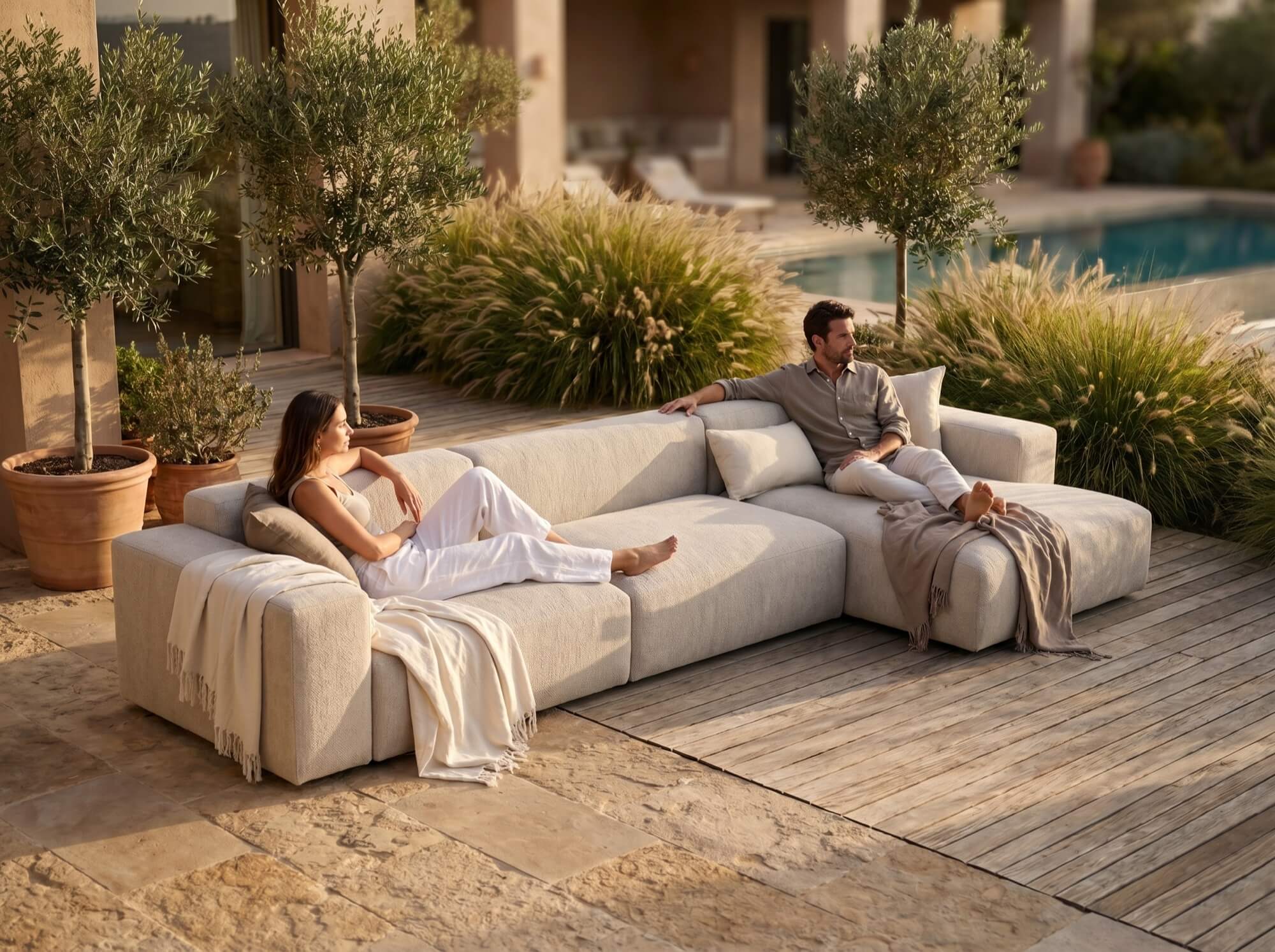 Moduvano Outdoorsofa Mediterrane Lounge Konfiguration